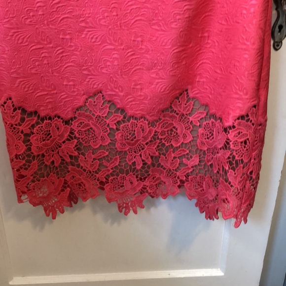 NWT Ella Lace Sheath Dress, cut flower detailing, bright coral color - Picture 4 of 11